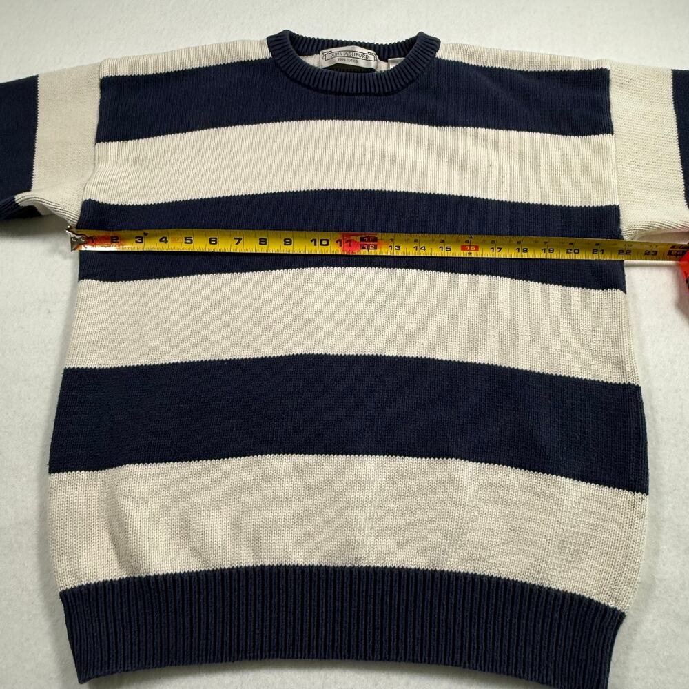 Vintage John Ashford striped oversized knit cotton crewneck sweater size large - Picture 10 of 10